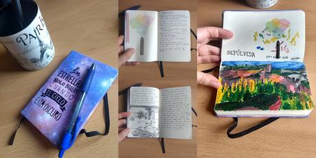 travel journal portada, lista preparar viaje, ilustración y paisaje