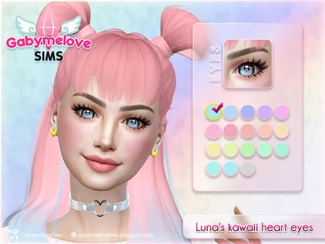 Sims 4 CC | Eye color: Luna's kawaii heart eyes, contact lenses and default