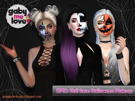 GML's Half face Halloween Makeup | Gabymelove Sims Download Sims 4 CC | Makeup: GML's Half face Halloween Face Paint / Download