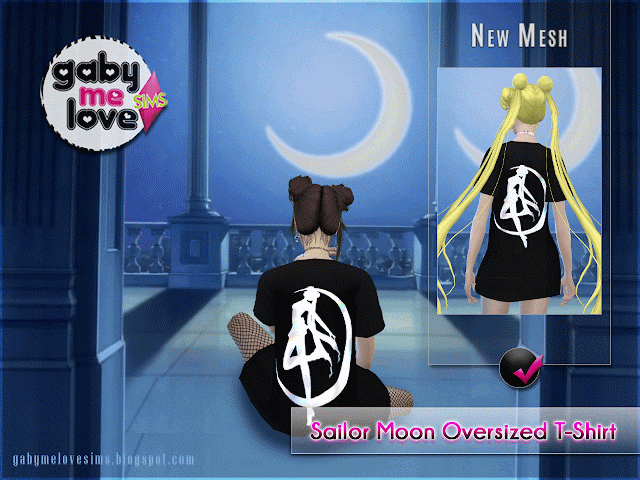Sims 4 CC | Clothing: Sailor Moon Oversized T-Shirt  for women