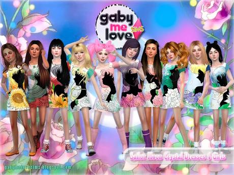 Download Sims 4 CC Sailor Moon Crystal Dress for girl child free niña niñas descargar kawaii Kalisama ilustración animé manga mod Mercury, mars, jupiter, saturn, chibi, usagi Gabymelove Sims, venus,