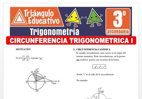 Circunferencia Trigonométrica I para Tercero de Secundaria
