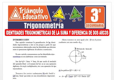 Identidades Trigonométricas de la Suma y Diferencia de Dos Arcos para Tercero de Secundaria Identidades Trigonométricas de la Suma y Diferencia de Dos Arcos para Tercero de Secundaria