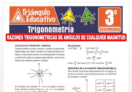 Razones Trigonométricas de Ángulos de Cualquier Magnitud para Tercero de Secundaria