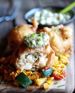 Blue Cheese Lobster Beignets with Spicy Avocado Cream