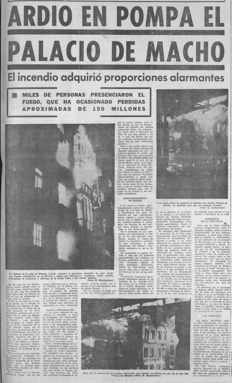 Se cumplen 51 años del incendio «en pompa» del Palacio de Macho