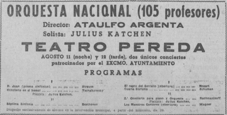 1952:Ataúlfo Argenta dirige a la Orquesta Nacional en el Teatro Pereda