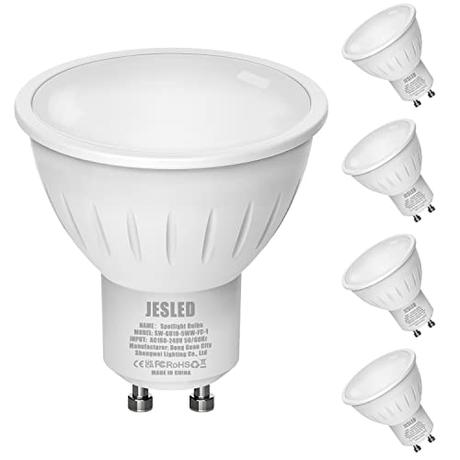 Bombilla LED GU10, JESLED 5W 450LM Gu10 LED, Equivalente 40W Luz Halógena, Blanco Cálido 3000K, Focos Sin Parpadeo, Ángulo de haz de 120°, Lámpara Reflectora No Regulable, 5 Pack