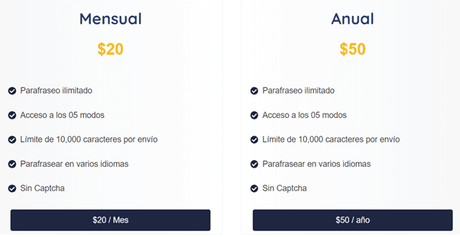 Plan de suscripción en Parafrasis.org