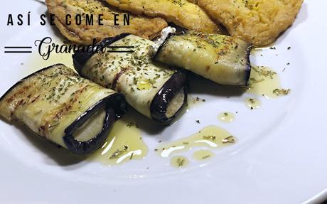 Berenjenas con queso de cabra y aceite de romero Berenjenas con queso de cabra y aceite de romero