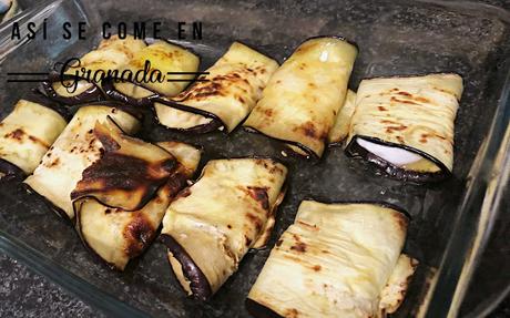 Berenjenas con queso de cabra y aceite de romero Berenjenas con queso de cabra y aceite de romero