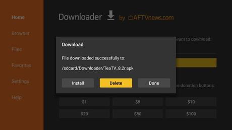 Cómo descargar e instalar TeaTV en Firestick Borrar