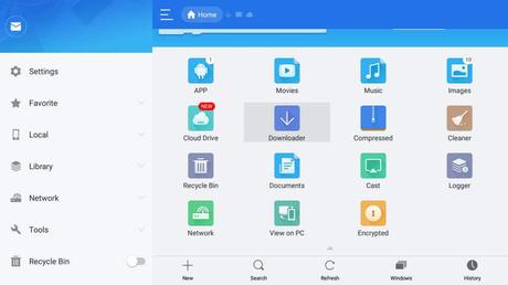 Seleccione el icono del Descargador