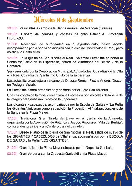 Grandes Fiestas del Cristo en Villafranca del Bierzo 11 al 17 de septiembre. Programa de actividades 7