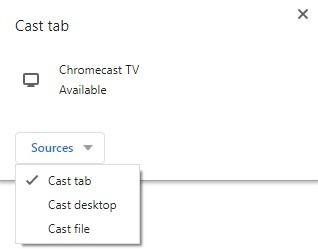 Google Chrome: pestaña Transmitir