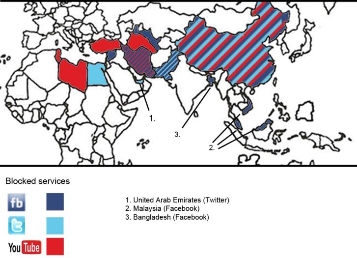 mapa redes sociales paises censura