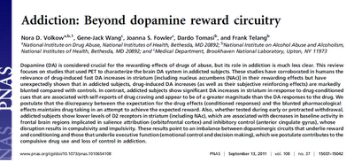 Adicción: Más alla del circuito de recompensa de dopamina - Volkow y col.