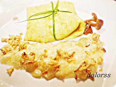 Tortilla sorpresa con salsa de cebolla dos texturas