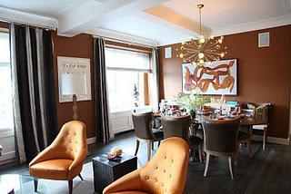 Decoración en tonos chocolates y naranjas