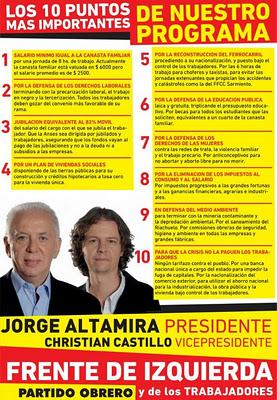 10 puntos del programa del Frente de Izquierda