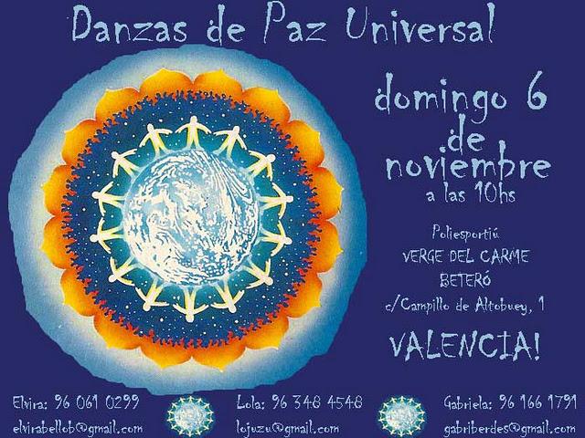 Danzas de Paz Universal Valencia el domingo 6 de Noviembre en el Polideportivo de Beteró
