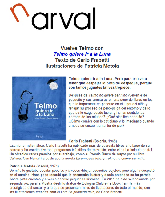 Narval presenta Telmo quiere ir a la Luna.