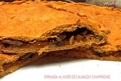 EMPANADA  AL HUEVO DE CALABAZA Y CHAMPIÑONES