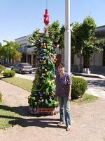 Cecilia Ianni y su árbol de navidad reciclado.