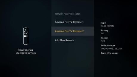 Control remoto de Fire TV en la lista: empareje con el control remoto Firestick  