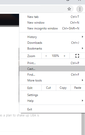 Opción de transmisión en Chrome