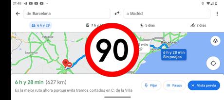 usar google maps con avisos de limite de velocidad