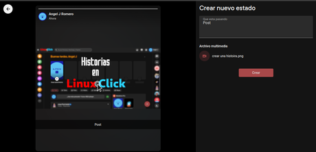Cómo subir un estado/historia en Red LinuxClick Cómo subir un estado/historia en Red LinuxClick