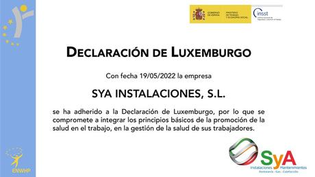 SyA Instalaciones explica qué es la Declaración de Luxemburgo y la salud laboral
