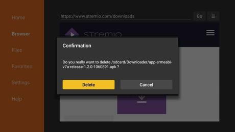 Confirmar eliminación - Escape en Firestick