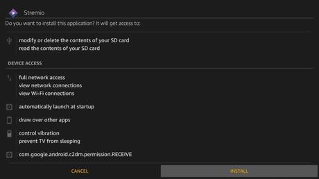 Haga clic en Instalar - Stremio en Firestick