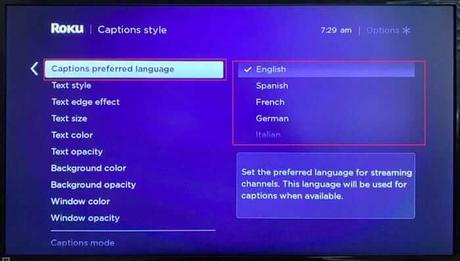 Cambiar el idioma de CC en Roku