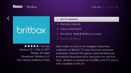 Cómo agregar y transmitir BritBox en Roku Ir al botón de canal