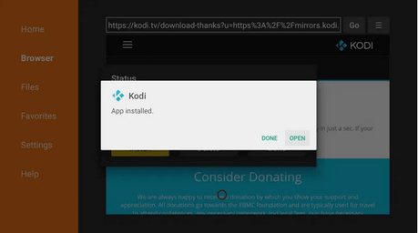 Cómo instalar y usar Downloader en Google TV botón abrir