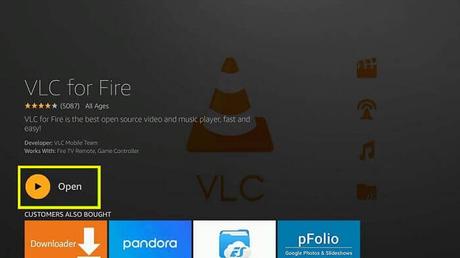 Cómo instalar y transmitir usando VLC en Firestick botón abrir