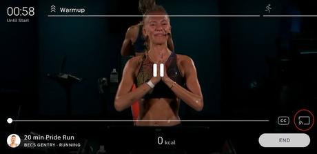 Peloton en google tv: haga clic en el ícono de transmisión