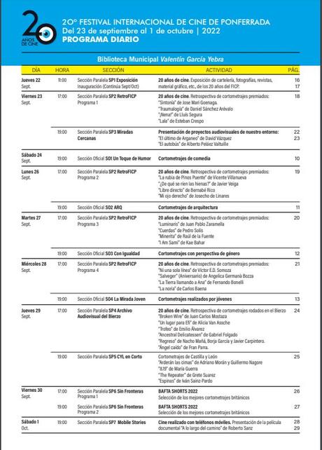 Este jueves arranca la 20 edición del Festival de Cine de Ponferrada que se celebrará hasta el 1 de octubre 2 Este jueves arranca la 20 edición del Festival de Cine de Ponferrada que se celebrará hasta el 1 de octubre 1