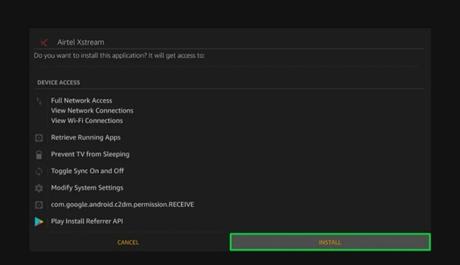 Airtel Xstream en Amazon Fire Stick