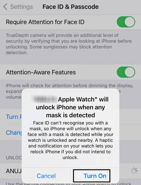 Habilitar Apple Watch para desbloquear iPhone