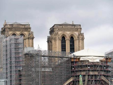 vista de las obras de Notre Dame desde el paseo en barco por el Sena barato