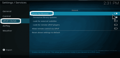 Configuración del servicio