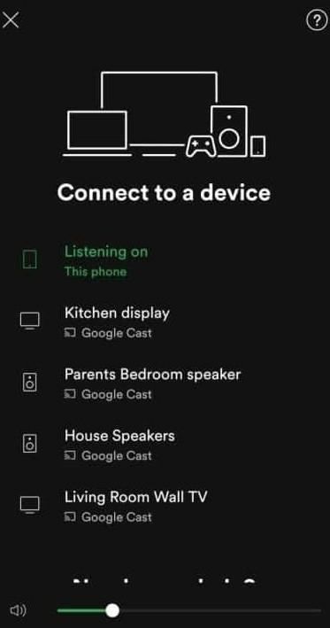 Cómo transmitir Spotify a Sharp Smart TV Elija el dispositivo Chromecast