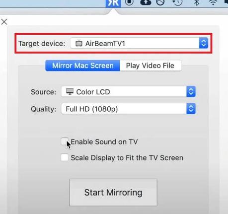 Elija el dispositivo de destino - FaceTime en Roku