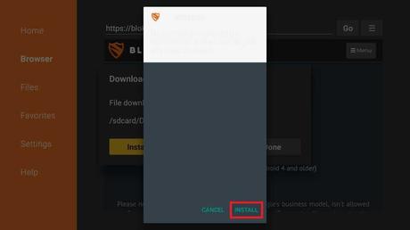 haga clic en instalar para instalar blokada en firestick