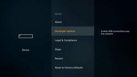 seleccionar opciones de desarrollador - Bloqueador de anuncios para Firestick