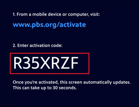 Código de activación de PBS en Apple TV